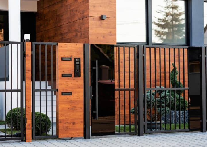 Modern residential security gate with access control