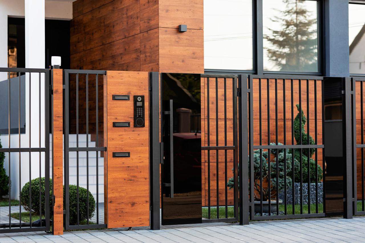 Modern residential security gate with access control