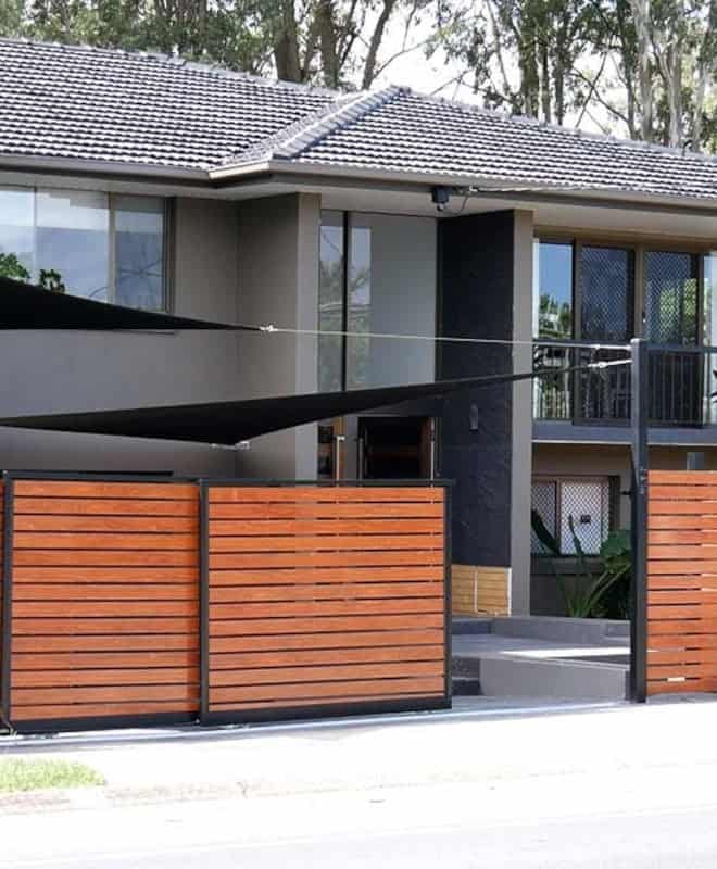 Modern Wood Slat Automatic Sliding Gate